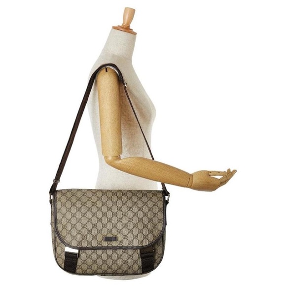 Authentic GUCCI GG Supreme Monogram Coated Canvas Messenger Bag Brown/Beige - Picture 3 of 15